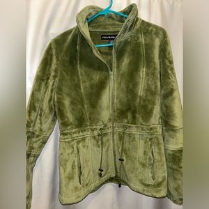 Kristen Blake Ultra soft fleece collar olive green zip up